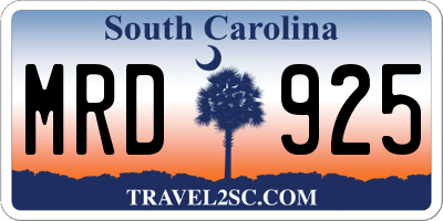 SC license plate MRD925