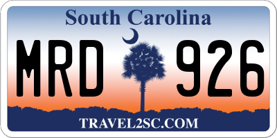 SC license plate MRD926