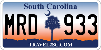 SC license plate MRD933