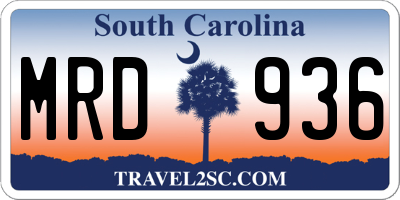 SC license plate MRD936