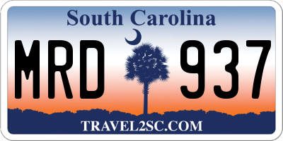 SC license plate MRD937