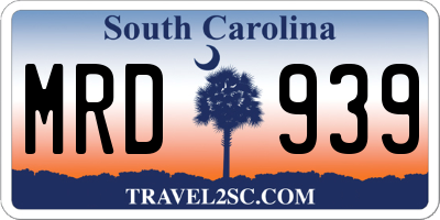 SC license plate MRD939