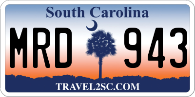 SC license plate MRD943