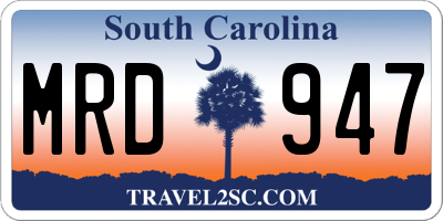 SC license plate MRD947