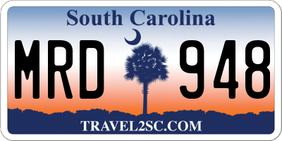 SC license plate MRD948