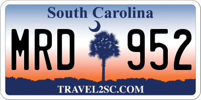 SC license plate MRD952