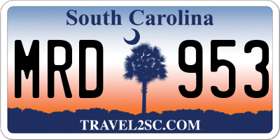 SC license plate MRD953