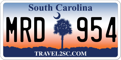 SC license plate MRD954