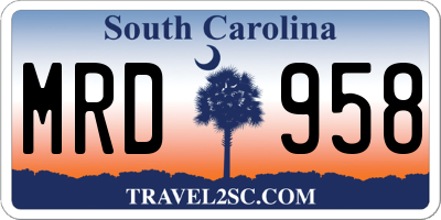 SC license plate MRD958
