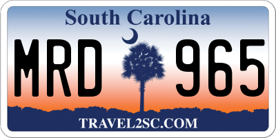 SC license plate MRD965