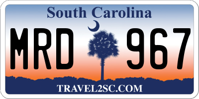 SC license plate MRD967