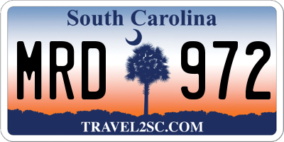 SC license plate MRD972