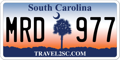 SC license plate MRD977