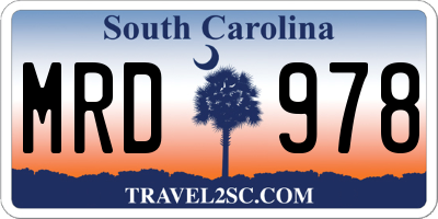 SC license plate MRD978