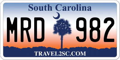 SC license plate MRD982