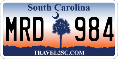 SC license plate MRD984
