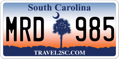 SC license plate MRD985