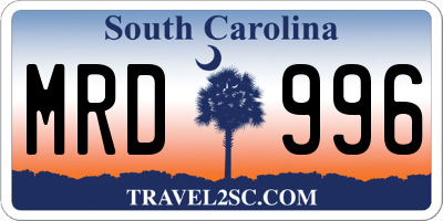 SC license plate MRD996