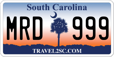 SC license plate MRD999
