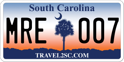 SC license plate MRE007