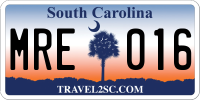 SC license plate MRE016
