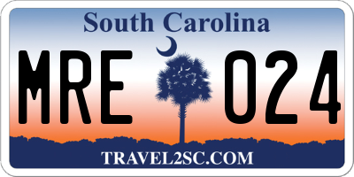 SC license plate MRE024
