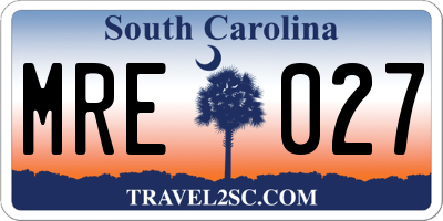 SC license plate MRE027