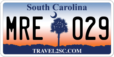 SC license plate MRE029