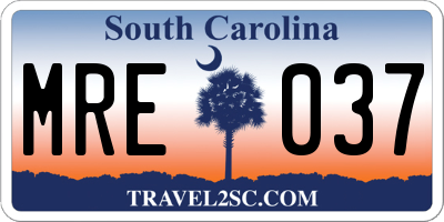 SC license plate MRE037