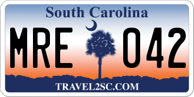 SC license plate MRE042