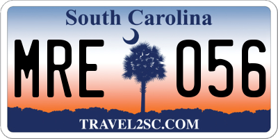 SC license plate MRE056