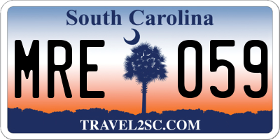 SC license plate MRE059
