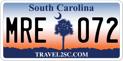SC license plate MRE072