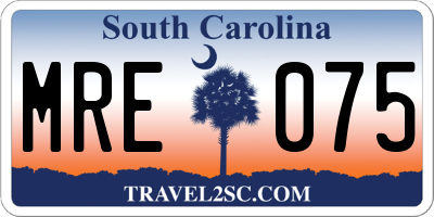 SC license plate MRE075