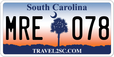 SC license plate MRE078