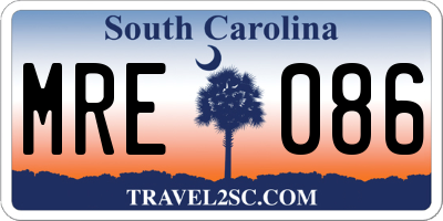 SC license plate MRE086