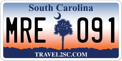 SC license plate MRE091
