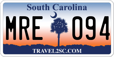 SC license plate MRE094