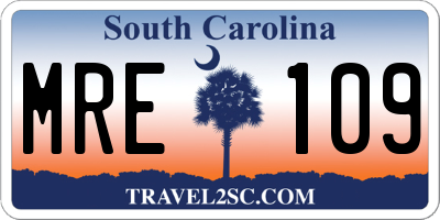 SC license plate MRE109