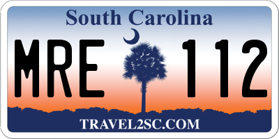 SC license plate MRE112