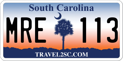 SC license plate MRE113