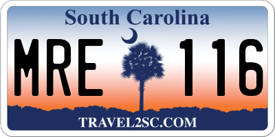 SC license plate MRE116