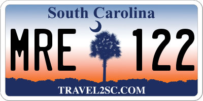 SC license plate MRE122