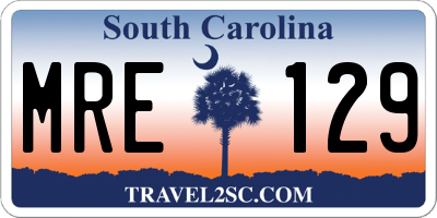 SC license plate MRE129