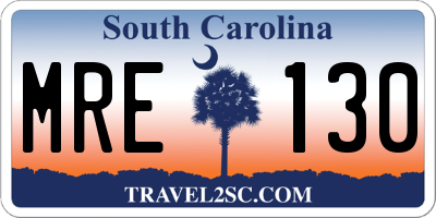 SC license plate MRE130