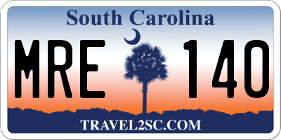 SC license plate MRE140