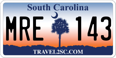 SC license plate MRE143