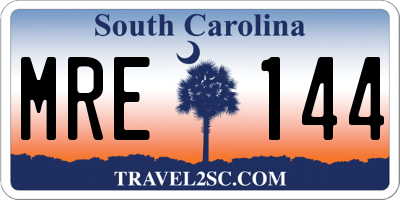 SC license plate MRE144