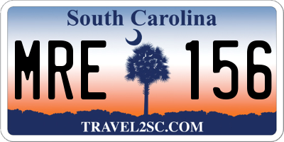 SC license plate MRE156