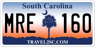 SC license plate MRE160